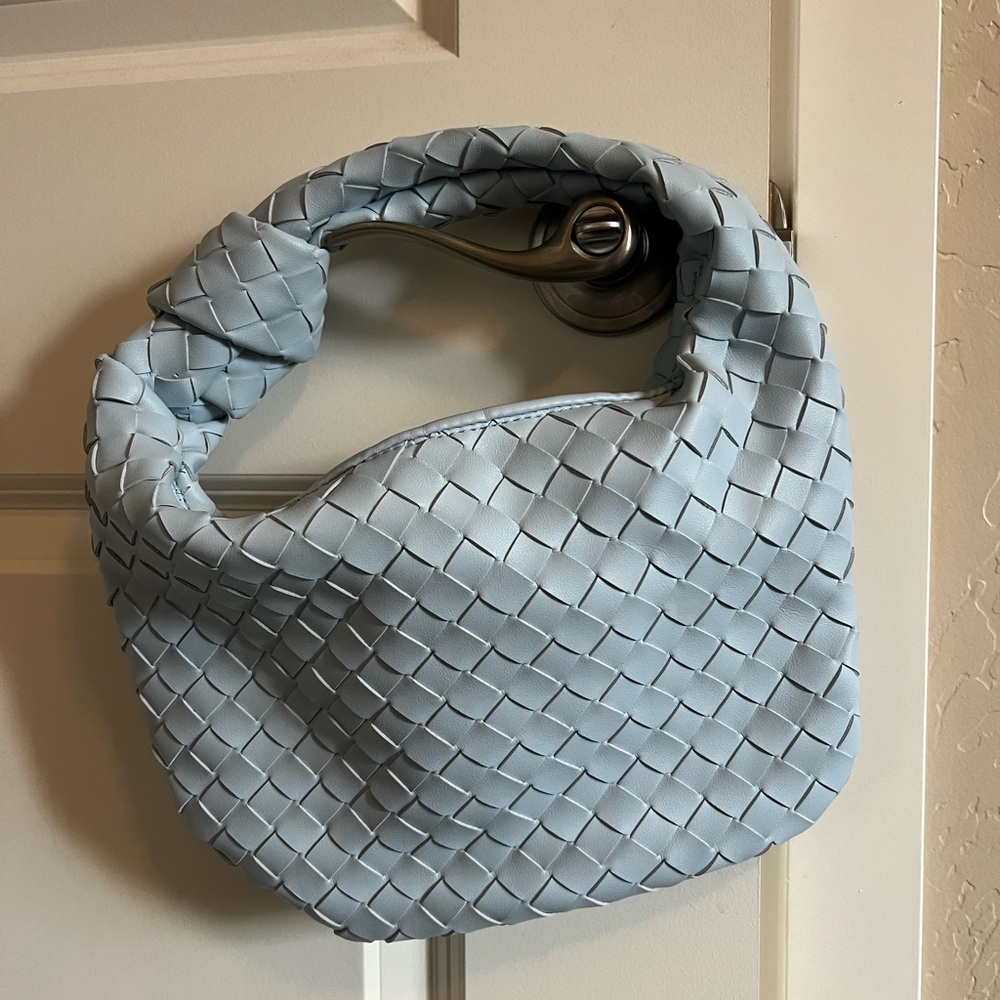 Elegant Woven Blue Handbag